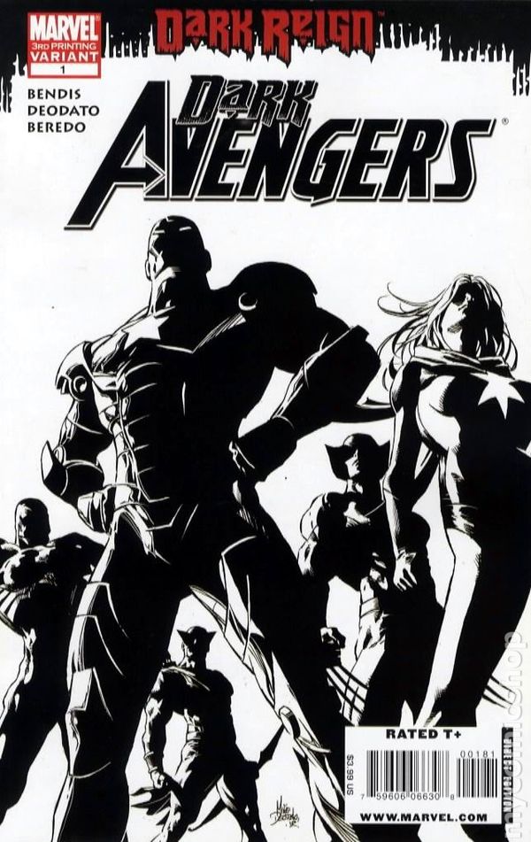 Dark Avengers #1 (2009) - 3rd Printing Mike Deodato Jr. Black & White Variant