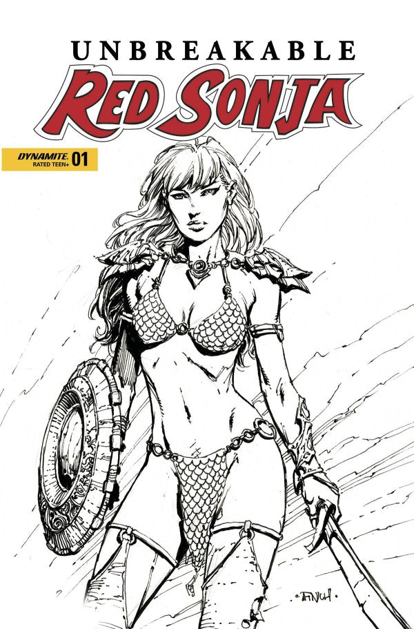 Unbreakable Red Sonja #1 (2022) - David Finch "Black & White" Variant