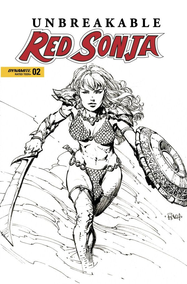 Unbreakable Red Sonja #2 (2022) - David Finch "Black & White" Variant