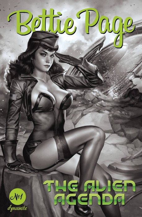 Bettie Page: The Alien Agenda #1 (2022) - 1:30 Josh Burns B&W Variant