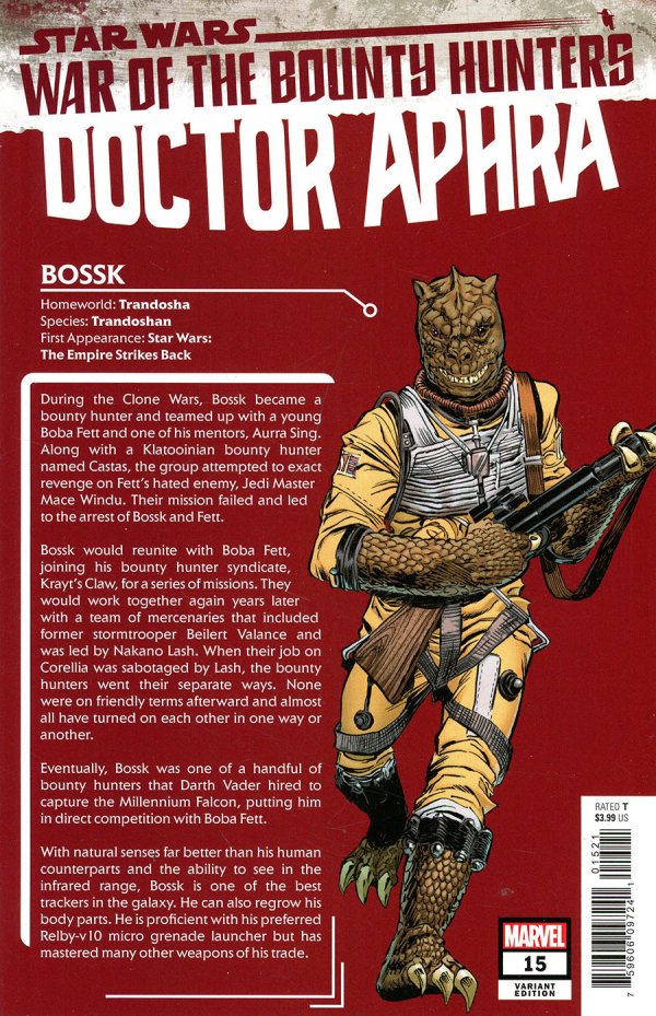 Star Wars: Doctor Aphra #15 (2021) - Ron Frenz "Bounty Hunter Handbook" Variant